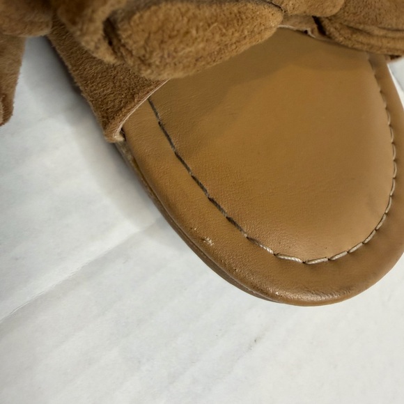 UGG Fonda Suede Slide Sandals Bow Thick Straps Chestnut 7.5 Brown - Picture 8 of 10